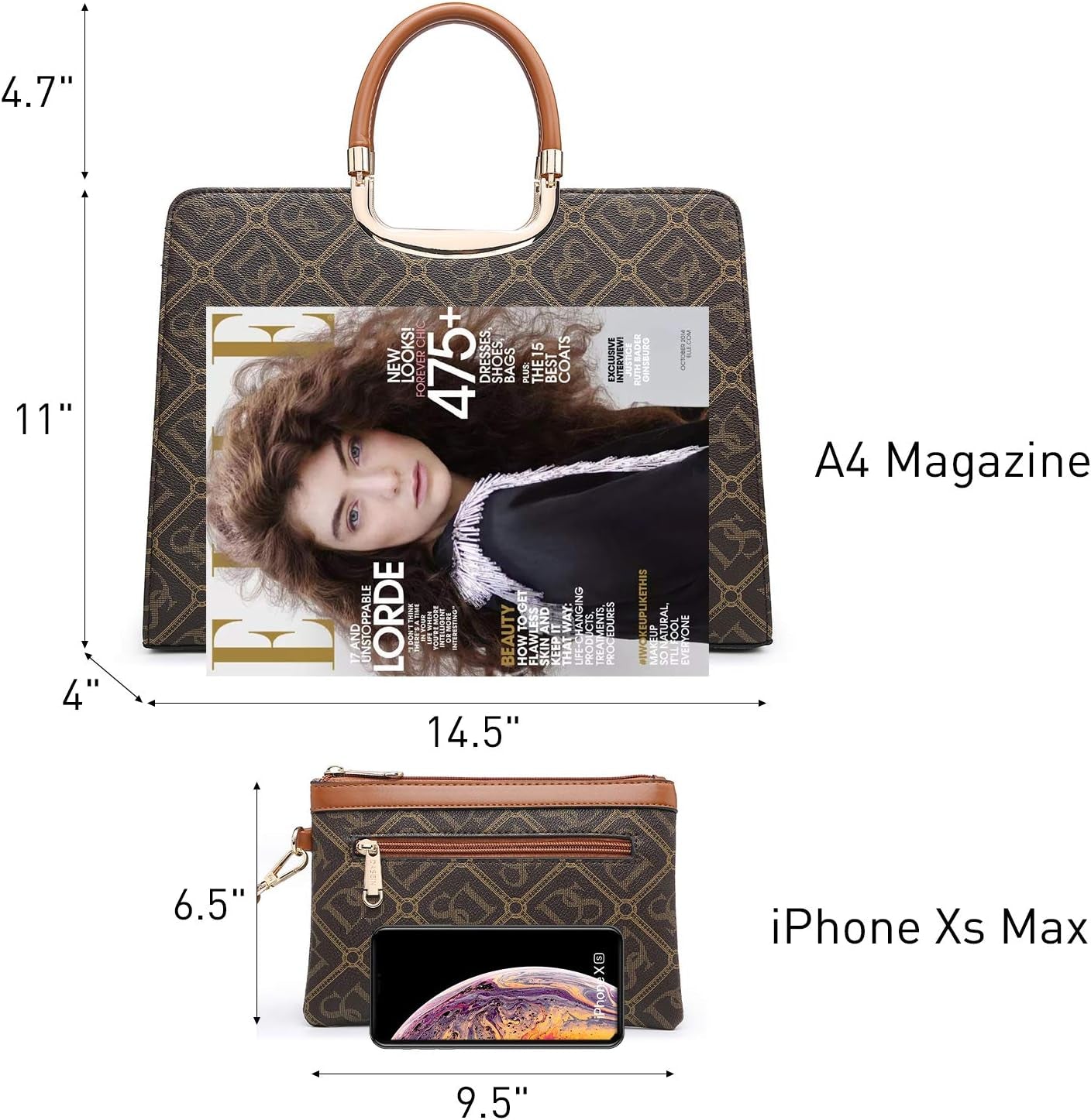 Womens Handbag Top Handle Shoulder Bag Tote Satchel Purse Work Bag with Matching Wallet