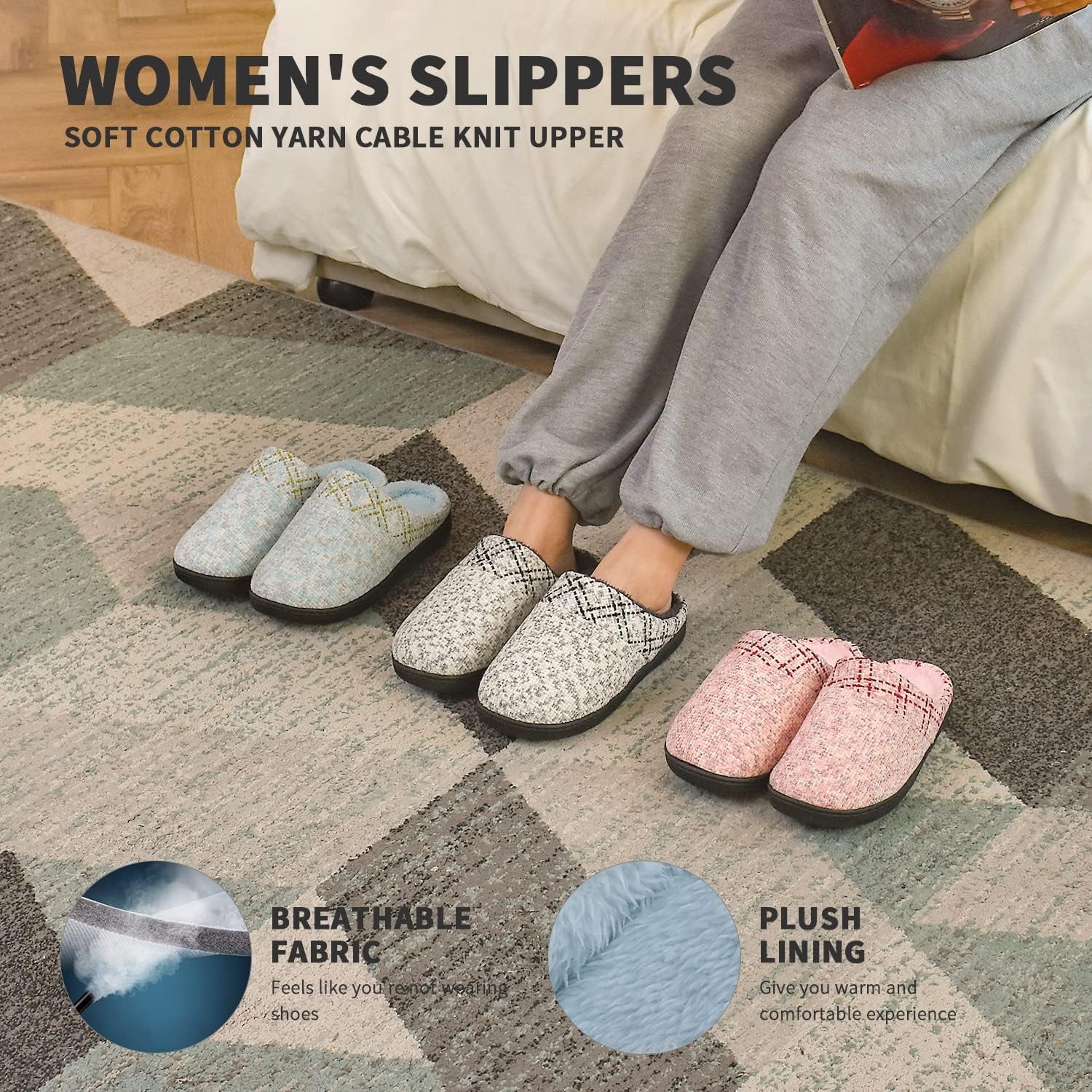 House Bedroom Slippers for Women Tasman Shoes Indoor and Outdoor with Fuzzy Lining Hard Sole Memory Foam Slip on （Wine, 11/12）