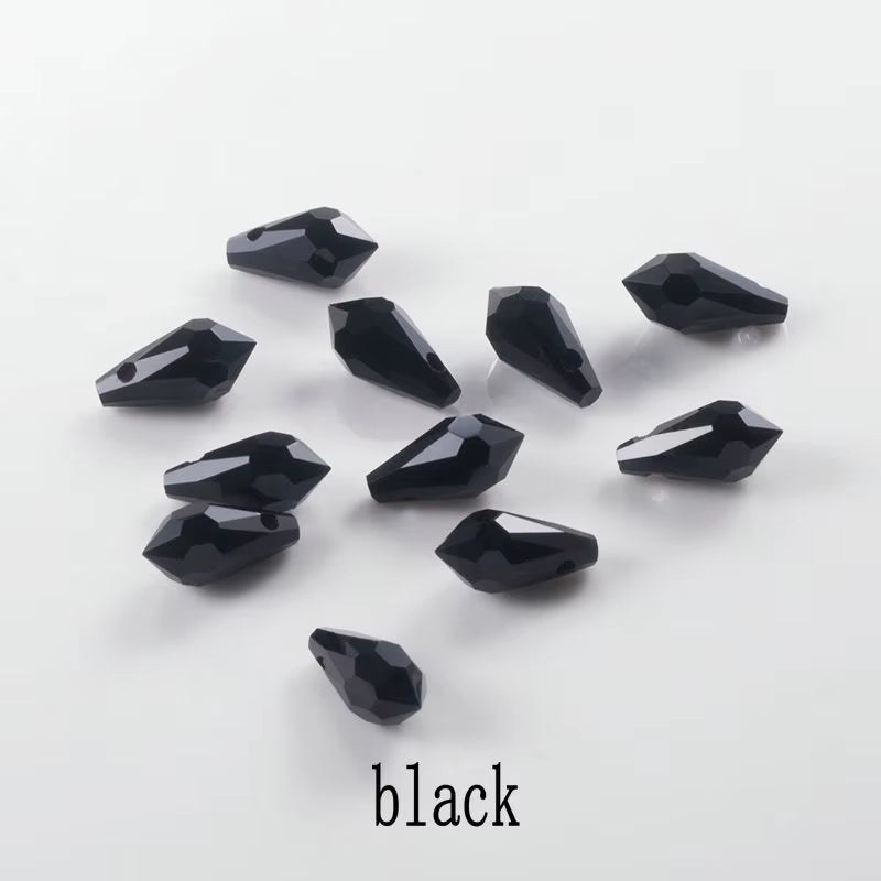 5.5X11Mm,6.5X13Mm Faceted Glass Teardrop Beads Pointed Back Multicolor Cross Hole Crystal Beads for Jewelry Making Wholesale