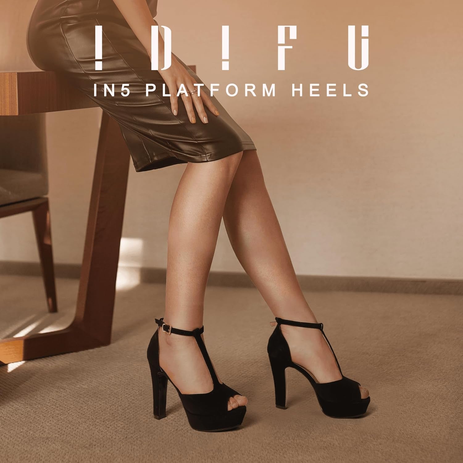 Women'S IN5 Polly Platform Chunky High Heels T-Strap Sexy Sandals Peep Toe Wedding Party Prom Dress Shoes for Women Bride
