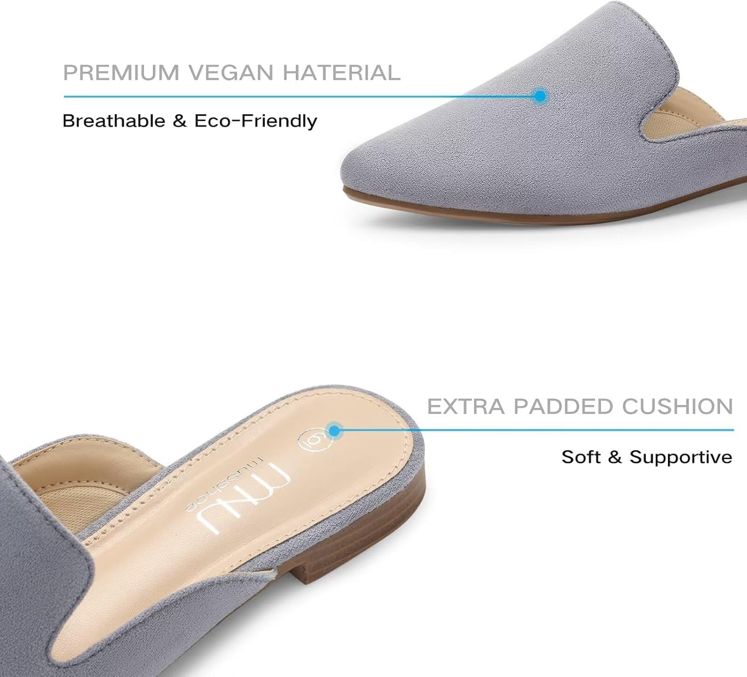All-Season Women'S Mules：Pointed Toe Backless Loafers：Slip-On Dressy Comfortable Casual Office Business Flat Shoes for Working Women Aged 25-45