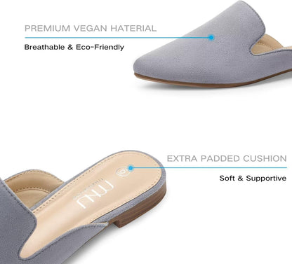 All-Season Women'S Mules：Pointed Toe Backless Loafers：Slip-On Dressy Comfortable Casual Office Business Flat Shoes for Working Women Aged 25-45