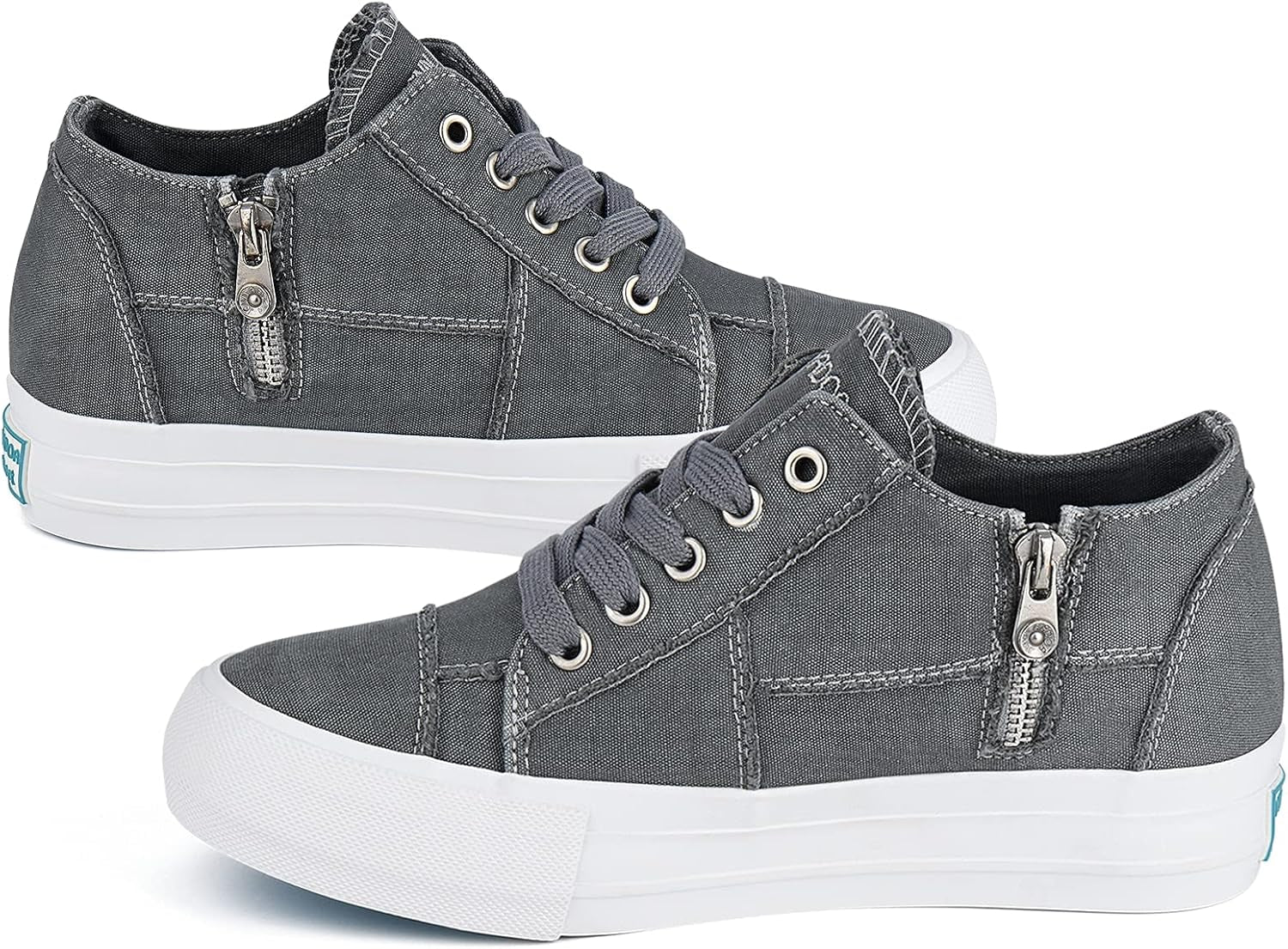Wedge Sneakers for Women Fashion Canvas Shoes Casual Platform Hidden Heel Womens Slip on Sneaker Non Slip Side Zipper