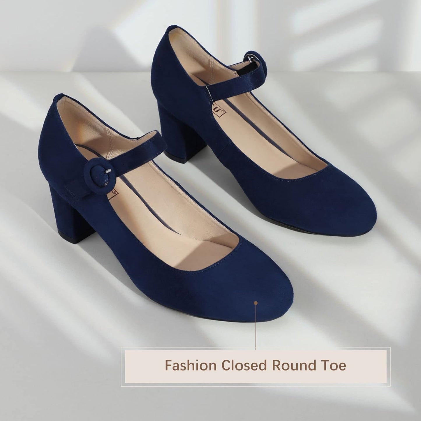 Women'S Candy Dress Mary Jane Shoes Low Block Heels Closed round Toe Office Work Church Wedding Pumps