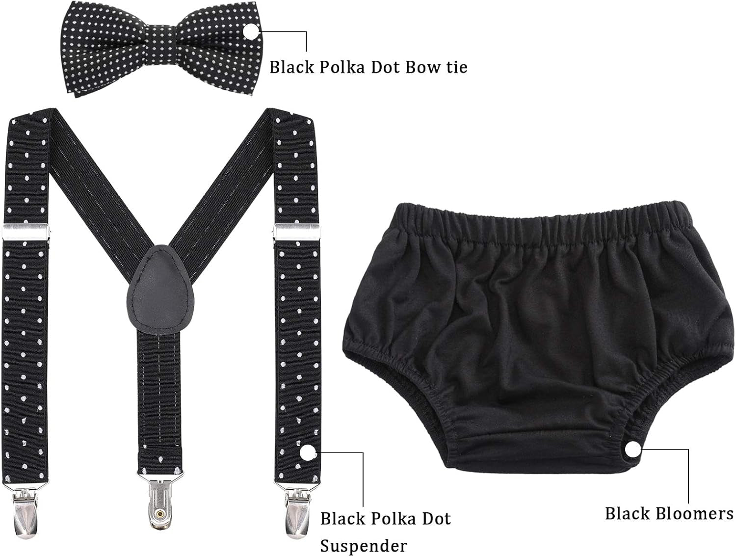 Baby Boys Cake Smash Outfit - First Birthday Party Suspenders Bow Tie Bloomers Set