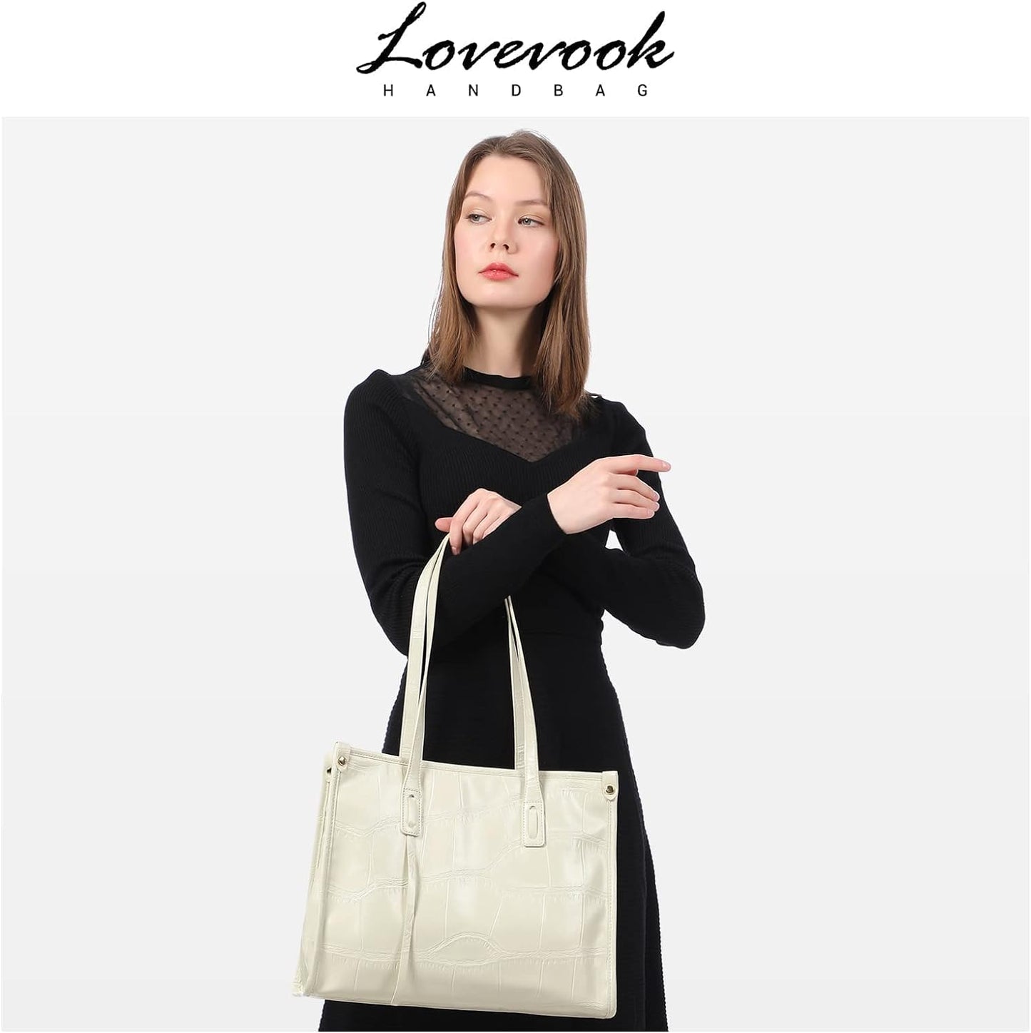 Purses for Women Fashion Tote Handbags Coach Satchel Shoulder Bags Wallet Set 3Pcs Black with Top Handle