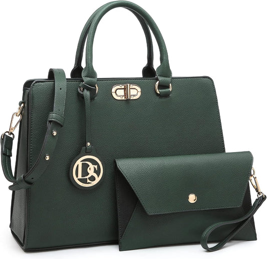 Women Handbags Purses Ladies Work Purse Satchel Tote Top Handle Shoulder Bags with Matching Clutch