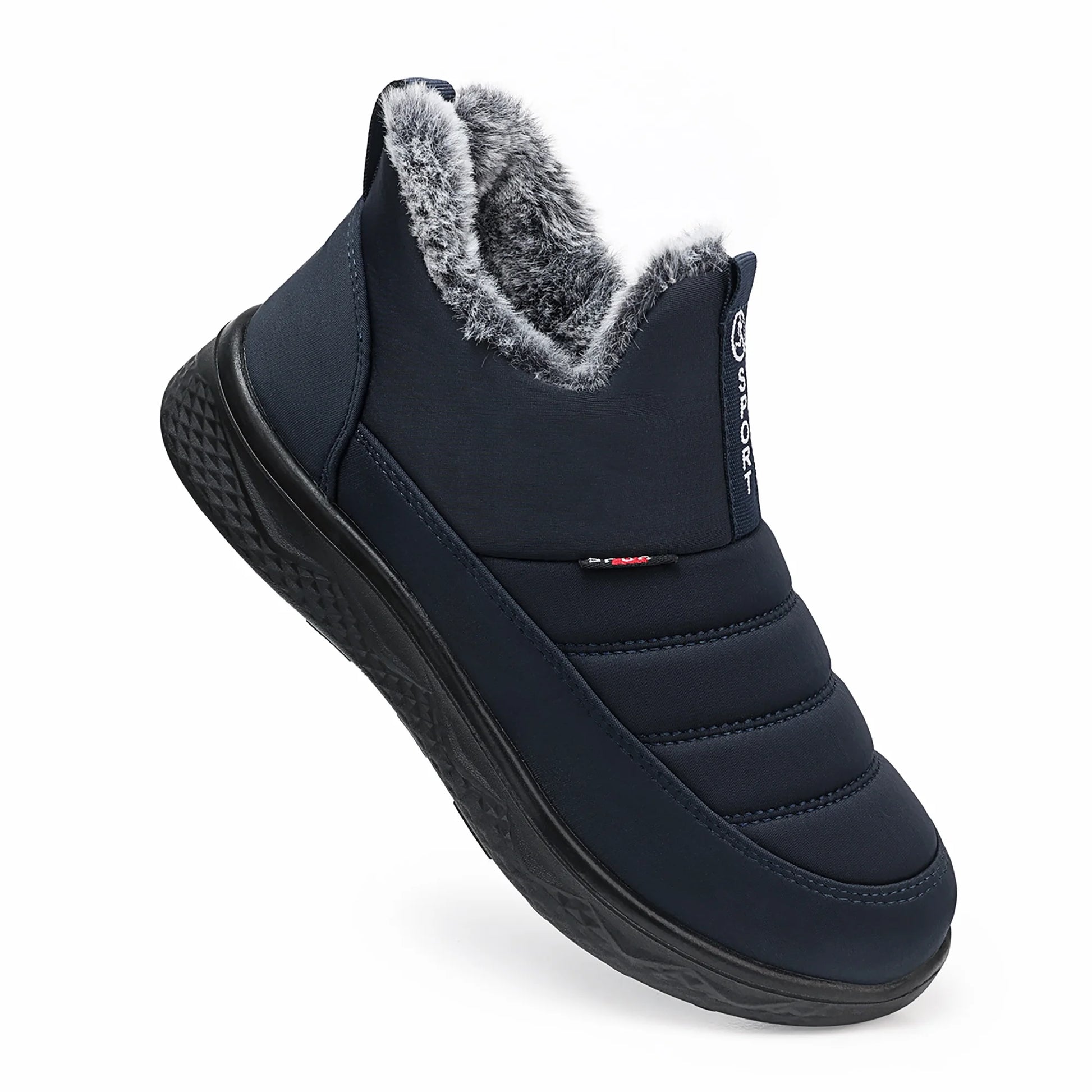 Winter Snow Boots for Women Warm Faux Fur Lined Ankle Boots Waterproof Insulated Slip on Booties Comfortable Snow Shoes Outdoor Short Blue Boots
