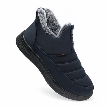 Winter Snow Boots for Women Warm Faux Fur Lined Ankle Boots Waterproof Insulated Slip on Booties Comfortable Snow Shoes Outdoor Short Blue Boots