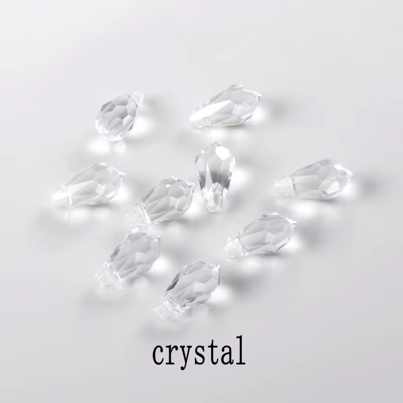 5.5X11Mm,6.5X13Mm Faceted Glass Teardrop Beads Pointed Back Multicolor Cross Hole Crystal Beads for Jewelry Making Wholesale