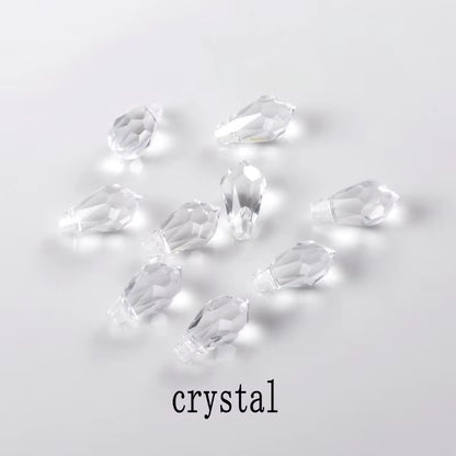 5.5X11Mm,6.5X13Mm Faceted Glass Teardrop Beads Pointed Back Multicolor Cross Hole Crystal Beads for Jewelry Making Wholesale
