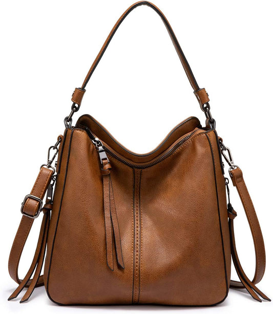 Hobo Crossbody Bags for Women Designer Faux Leather Hobo Handbags Retro Large Size Shoulder Bag Bucket Purse