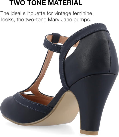 Women'S Olina Classic Mary Jane Pumps with T-Strap and Buckle Closure