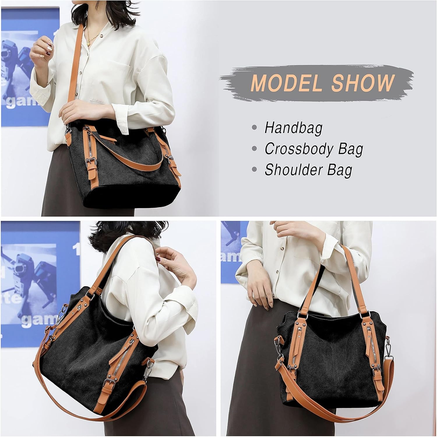 Women Tote Handbags Hobo Shoulder Bags Lightweight Canvas Purse Fashion Large Capacity Bags